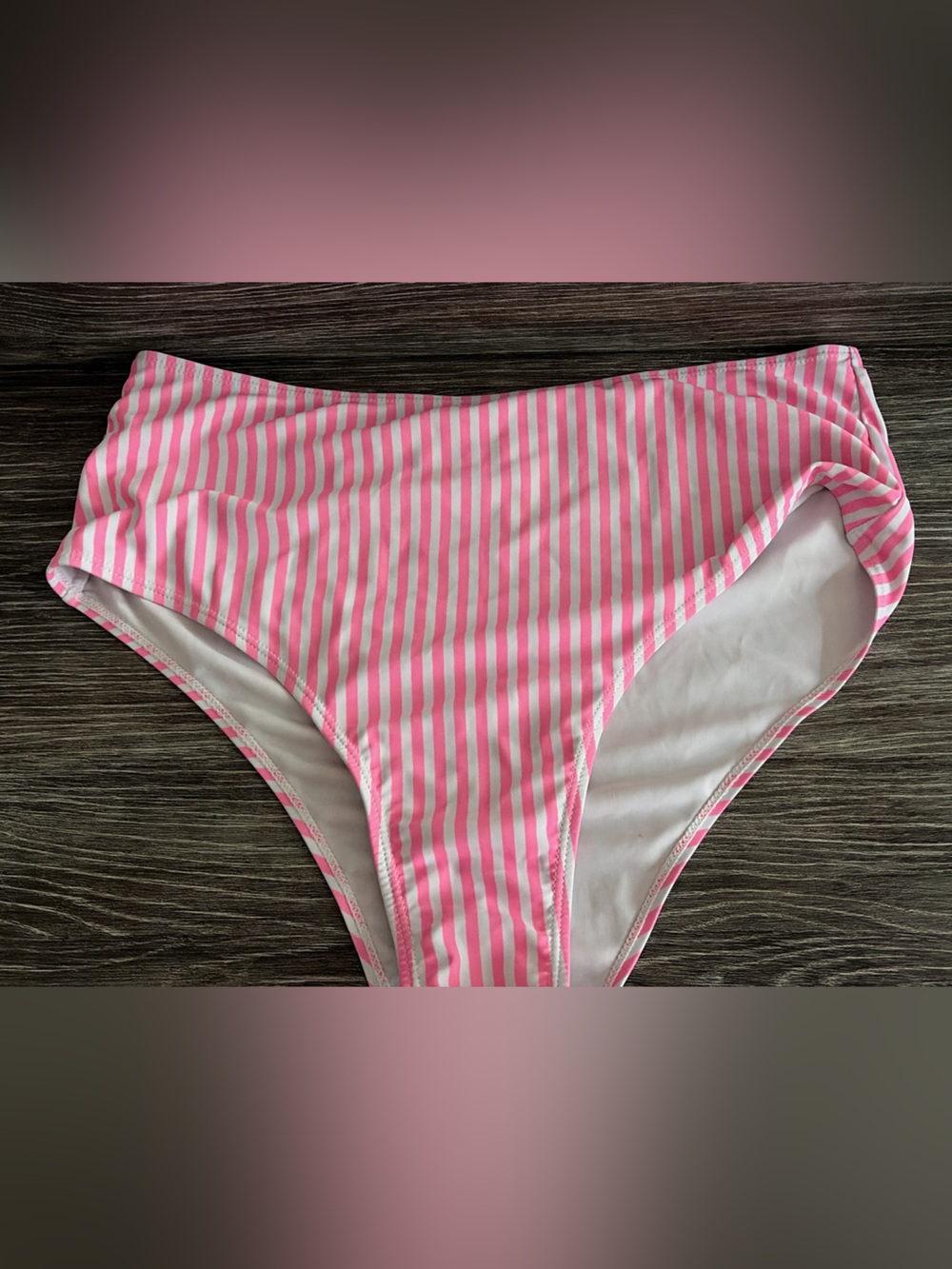 Pink & White Striped Bikini Bottoms